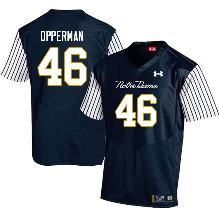 Men #46 Christian Opperman Notre Dame Fighting Irish College Football Jerseys Sale-Alternate Navy